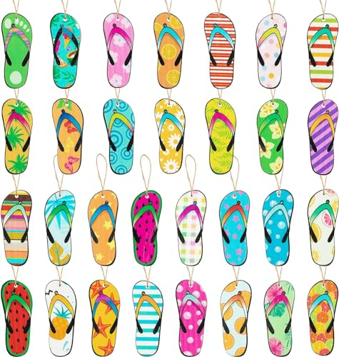 EGuangwiua 31Stück Sommer Surfbrett Surfen Hängend Hölzernes Ornamente Surfbrett Geformt Strand Schilder Holz Ornament für Zuhause Sommer Hawaii Strand Luau Tropisch Party Dekoration Versorgung