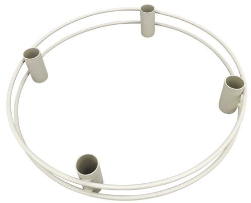matches21 Moderne Kerzenständer für 4 Stabkerzen aus Metall - Stabkerzenhalter in beige 30 cm Durchmesser - Halter für Stabkerzen als Tischdeko oder Adventskranz Creme