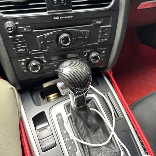 NEOLVZT Karbonfaser-Schaltknauf-Abdeckung für Audi A4 B8 A5 A6 C6 2008–2012 Q5 Q7 (08 A4)