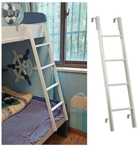 BZJPRFC Etagenbettleiter Weiß, Etagenbett-Hängeleiter, Bodenleiter Mit 4 Haken, Camper-Etagenbettleiter for Reiseanhänger, Tragkraft 150 Kg/330 Lbs (Size : 130cm/50)