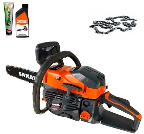 SAKAWA Kettensäge-Benzin 48cc 16 + Engrase Öl + Motoröl + Kette