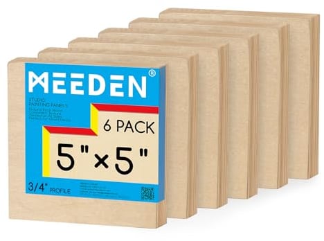 MEEDEN Unfinished Wood Canvas Board: 3/4” Deep 5x5” Wooden Canvas Panel Pack of 6 - Blank Cradled Wood Art Board for Painting
