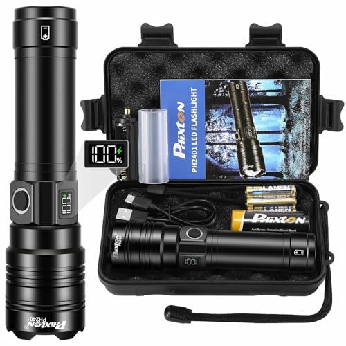 Rechargeable Flashlights 2000 High Lumens Long Range 3280 FT, Super Bright USB C LED Flashlight Long Lasting 15 Hours, Powerful Multifunctional Strong Flash Lights, for Emergency Security Camping