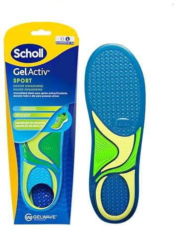 Dr. Scholl's Plantillas GelActiv Sport para Hombre - Para calzado deportivo, comodidad todo el día, absorción de impactos y elasticidad con la tecnología GelWave - Talla 40-46,5
