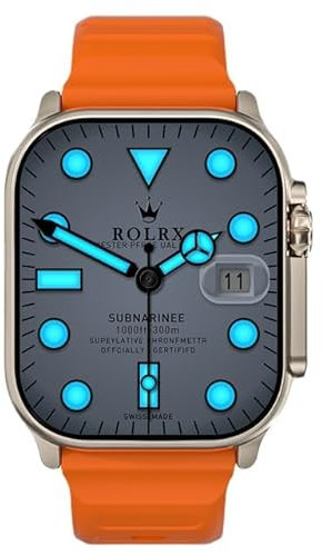 RUQIU Microwear Microwear U9 Plus 2024 Reloj inteligente Serie 9 Brújula 2.2 Pantalla grande IP68 49mm GPS Route Track Hombres Sport Original Smartwatch Hombres (Naranja)