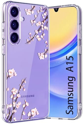 Ciciber für Samsung Galaxy A15 5G/4G Hülle, Transparent Handyhülle für Samsung A15 Dünn Mädchen Muster Stoßfest Schutzhülle Galaxy A15 Case TPU Cover mit Kirschblüten Blumen Motiv