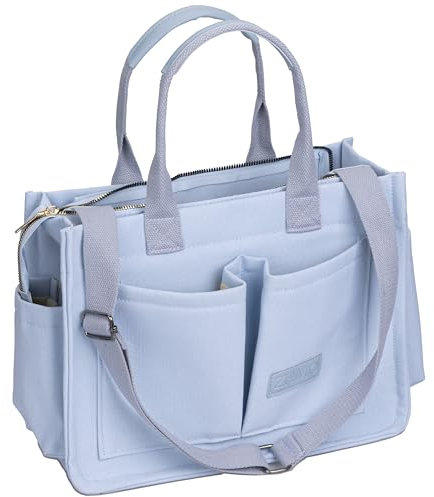 ZHMO Canvas Tote Bag for Women,Womens Purse Handbags Totes Bags Crossbody Work Laptop Book Bag for Travel Nurse College Gift, New Upgrade Plus Light Blue, L, Simple Modern Tote Bag,fashion,casual,