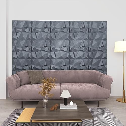 ARKEM 3D Wall Panels 48 pcs 50x50 cm Diamond Grey 12 m²,Decorative 3D Wall Panels in Diamond Design,for Home and Office Decor