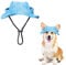 Hunde Sonnenhut,1 Stück Verstellbar Hunde Sonnenschutz Mütze Mit Ohrlöchern, Runde Krempe Hunde Visier Cap Haustier Fischerhut für Welpen Kleine Hunde, Katzen Outdoor-Sport(Blau, M)