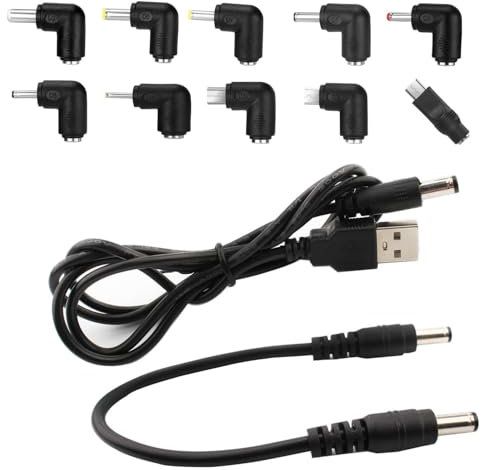 VISSQH Cable USB vers DC 5v,Câble USB vers DC d'alimentation,10-en-1 DC Adaptateur Alimentation 5.5 x 2.1mm DC Barrel Jack pour Ordinateur Portable, Routeur etc