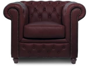 Original Handgefertigter Chesterfield Sessel - Modell Brighton FT in Luxus Antikes Burgundy Leder | Klassisches englisches Design | Komfort & Stil für jedes Interieur