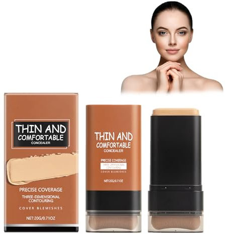 Grundierung Stick mit Bürste Stick Foundation Coverage Foundation Make Up Stick Gesichts-Grundierungsstift Mit Voller Deckkraft, Einfach Aufzutragen, Langanhaltende Deckkraft (Natürlich)