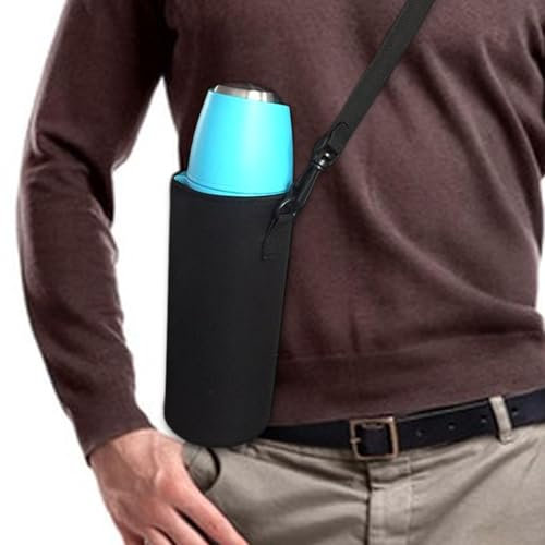 Water Bottle Holder with Strap - Water Bottle Sleeve | Portable Water Bottle Carrier Bag, Elastic diving material Water bottle Sleeve Carrier, Water Pouch Bag For Travelling and Hiking