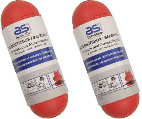 Schwabe Boîtier de Sécurité Fiche et Prise 2PT+T Protection contre les Influences Extérieures Parfait en Extérieur Avec Crochet de Suspension Pratique Rouge I 48707 (Lot de 2)
