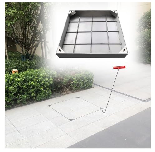 Copertura Pozzetto Chiusino E Base Da Incasso In Acciaio Inox 304, Coperchio Quadrato Di Scarico Per Interni Ed Esterni Per Cortili, Coperchio Metallico Per Pozzetto D'ispezione(30x30 cm/11.8x11.8 in)