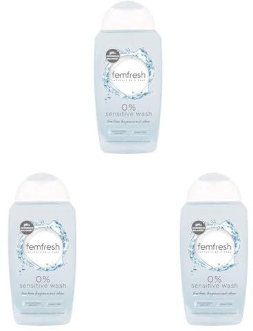 Femfresh 0% Sensitive Intimate Wash - Feminine Hygiene Shower & Bath Gel Cleanser - pH Balanced, Soap Free, Fragrance Free Vegan Formula - w. Purifying Lotus Flower Extract to Soothe & Protect - 250ml
