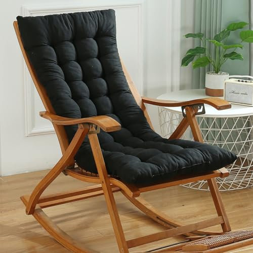 Generisch Hochlehner Auflagen 8cm, Gartenstuhlauflagen Hochlehner 120x50 Mit Bändern, Bequeme Sitzauflagen Gartenmöbel, Stuhlauflage Sitzkissen Indoor Outdoor Rückenlehne Auflage,Schwarz