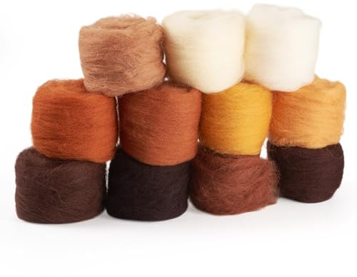PandaHall 55 g Nadelfilzwolle, braunes Wollgarn, Handspinnen für Armstricken, Anfänger, Filzen, Tiere, Mischen, Weben, DIY Handwerk