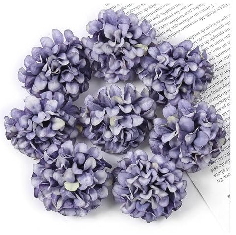 MZSKLW Künstliche Hortensien aus Seide, 4 cm, Kunstblumen for Heimdekoration, Hochzeit, Ehe, Dekoration, DIY, Brautkranz, Zubehör(Purple,10Pcs)