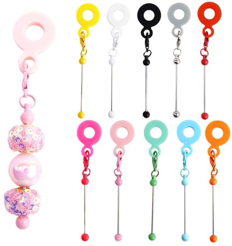 JMCRATE Beadable Tumbler Straw Cup Charm Blank Bar Compatible with Stanley DIY Beaded Adapters Pendant Ornament, Fits Standard Straws Attachment Jewelry Gift Making-10 Pcs(Multicolor)