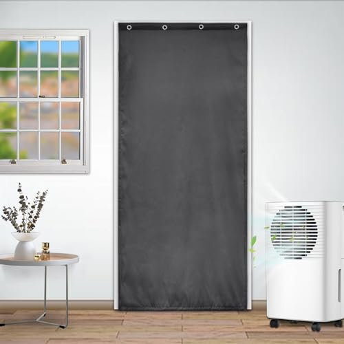 Wärmeisolierter Türvorhang, dunkelgrau, 130 x 220 cm, winddicht, Oxford-Bildschirm, schallisolierende Verdunkelungsvorhänge für Schlafzimmer, Küche, Eingangsbereich, Kälteschutz, Sichtschutzlösung