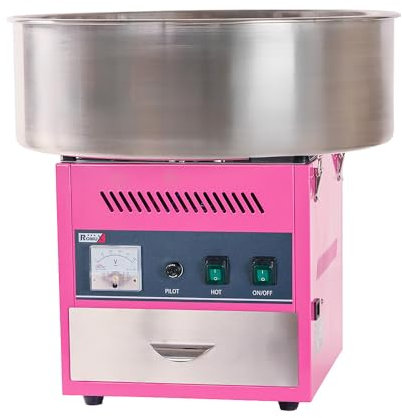 Romux® Zuckerwattemaschine in Rosa mit 52 cm Topf | Professionelle Zuckerwattemaschine aus Edelstahl für Messen - 1200 W und 220 V
