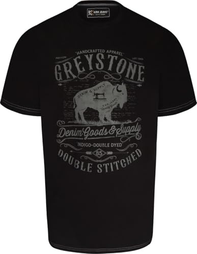 Kam Jeanswear Mens Greystone Denim Goods Graphic Print T-Shirt - Black - 3XL