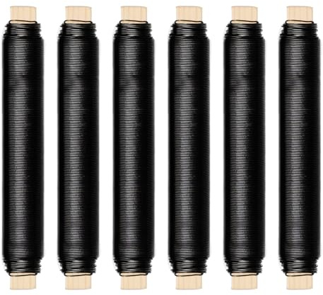 6 Rollen Blumendraht Schwarz Bindedraht 0,7mm X 35m Wickeldraht auf Holzwickel Basteldraht Schwarz Blumenbindedraht für Befestigung von Kränze Blumen und Pflanzen DIY Handwerk