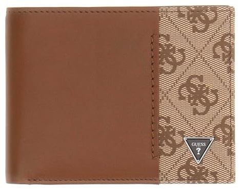 GUESS Leder Geldbörse Milano Bifold Beige/Cognac braun