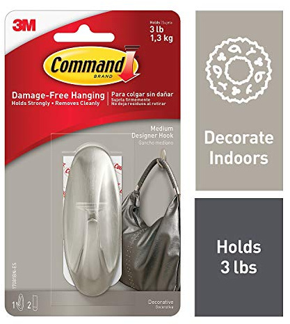 3M 17081Bn Designer Hook with Strips - Brushed Nickel (Pack of 4)