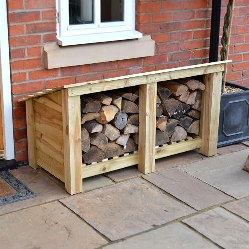Rutland County Garden Furniture Langham Major Log Store Outside Storage Box Log Storage Unit - Heavy Duty Pressure Treated Timber For Garden Storage (Light Green)
