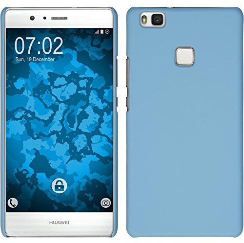 PhoneNatic Case kompatibel mit Huawei P9 Lite - Hülle hellblau gummiert Hard-case + 2 Schutzfolien