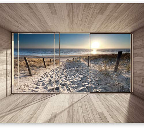Fototapete murando Ausblick auf Strand und Meer 350x256cm Foto Tapete Schlafzimmer Wohnzimmer Vliestapete XXL Motivtapeten Bildtapete 3d Effekt Wand Dekoration - Natur Landschaft Sonne c-C-0067-a-c
