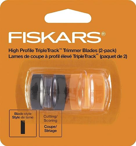 Fiskars TripleTrack Trimmer-Ersatzklingen – 2er-Pack – Hochprofil-Klingen zum Schneiden und Ritzen – Kunst und Handwerk – Orange/Schwarz