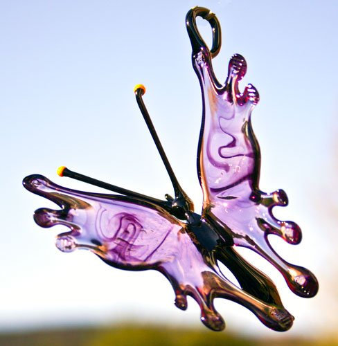 Lauschaer Glaskunst Schmetterling Violett
