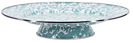 Golden Rabbit Emailleware Kuchenteller mit Meeresglas-Wirbel-Muster, 31,8 cm