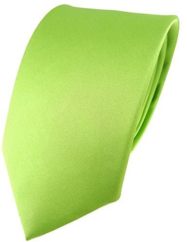 TigerTie Satin Seidenkrawatte in hellgrün einfarbig Uni - Krawatte 100% Seide