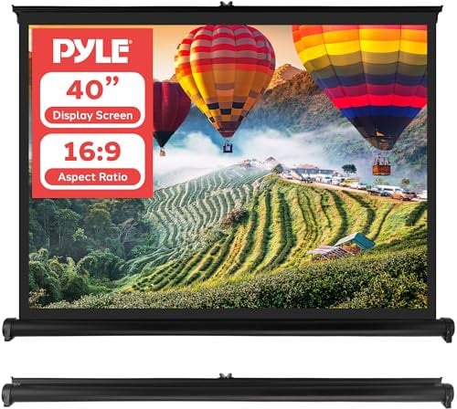 Pyle Pantalla de proyector portátil – Soporte de Pantalla de proyección móvil, Ligero de Transporte y Duradero, Sistema fácil de Sacar para escuelas, reuniones, conferencias, Uso en Interiores y