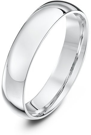 Theia Unisex Ehering 18 Karat Weißgold, massive Ovale Form, poliert, 4mm - Größe 48 (15.3)