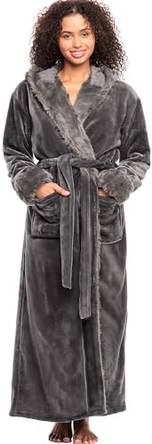 Alexander Del Rossa Robe, Long Plush Bathrobe With Hood, Hooded Robes For Women Plus Size Bath Robe Acogedor Mujer