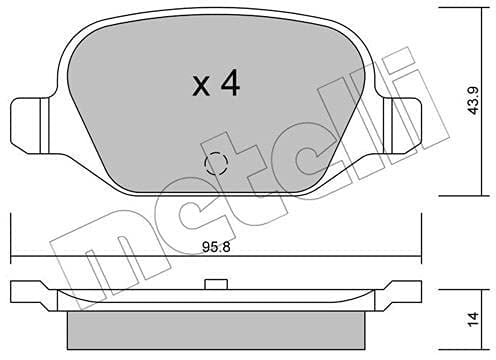 metelligroup 22-0324-0 Bremsbeläge, Made in Italy, Ersatzteile für Autos, ECE R90-zertifiziert, Kupferfrei