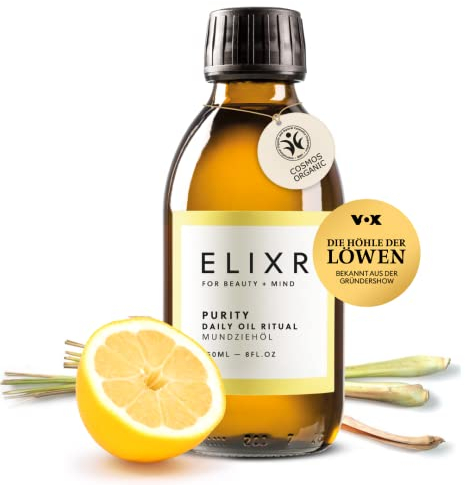 ELIXR Mundziehöl Purity mit Zitronen- & Lemongrasöl | aus Höhle der Löwen | 200ml | ayurvedische Mundspülung pflegt auf natürliche Weise | zertifizierte Naturkosmetik aus Deutschland