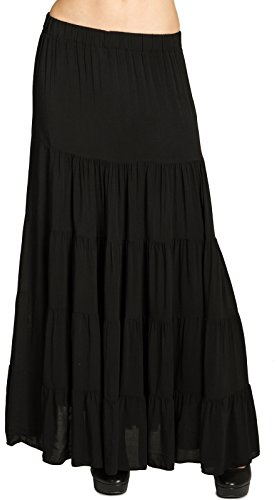 Caspar RO020 Langer eleganter Damen Maxi Sommer Rock Faltenrock