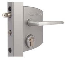 Serrure à clé pour portail industriel, poteau carré 10 à 30mm, couleur gris. - LOCINOX -