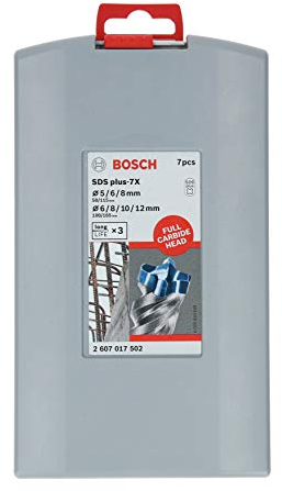Bosch Accessories Heller 2607017502 Lot de 7 forets SDS plus 7X pour marteau perforateur pour béton et maçonnerie Ø 5/6/6/8/8/10/12 mm