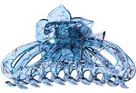Grande pince à cheveux en résine bleue transparente pour femme