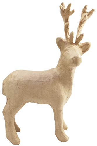 Décopatch SA207C Rentier (aus Pappmaché, 7 x 16,5 x 26,5 cm, ideal für Weihnachten, zu Personalisieren) 1 Stück natur