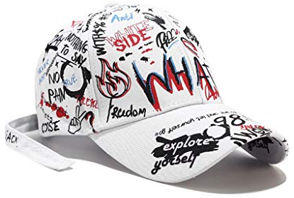 XibeiTrade Graffiti Baseball Cap Fashion Persönlichkeit Hiphop Street Trend Hut - Weiß - Medium