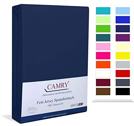 Camry Spannbettlaken 180x200cm - 200x200cm Navy Baumwolle Bettlaken Jersey Spannbetttuch Oeko-Tex 100
