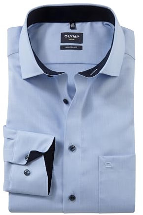 OLYMP Herren Oberhemd Langarm Luxor,Natté,modern fit,Global Kent,hellblau 10,45